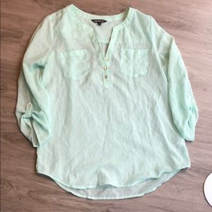 Sheer light green blouse from express